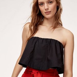 Wilfred Black Strapless Ruffled Crop Top